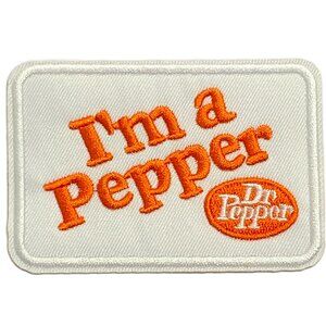 I'm a Pepper Iron On Embroidered White Orange Patch Dr. Pepper Soda